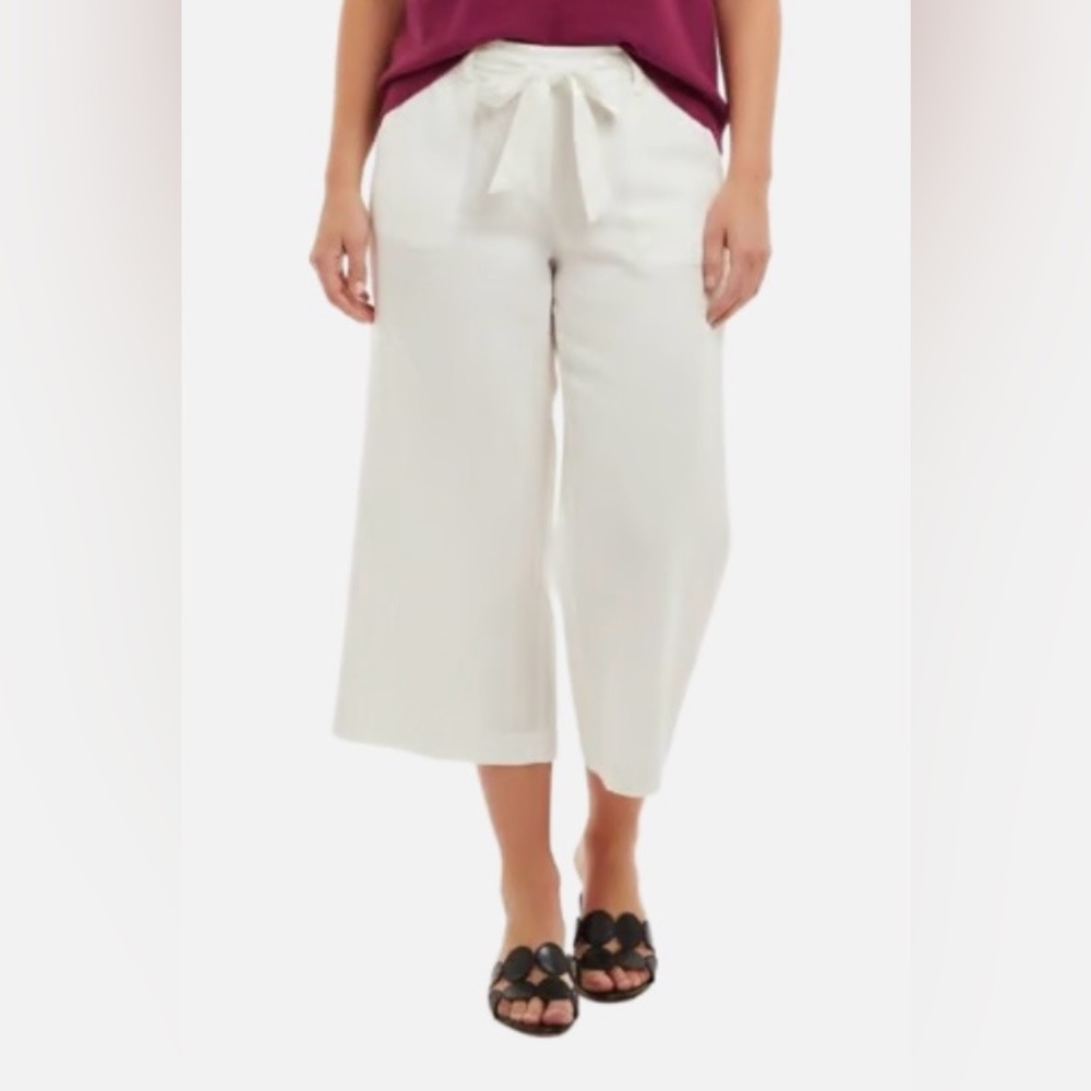 Anne Fontaine Summer Elegant White Wide-Leg Pants NWT Linen fabric